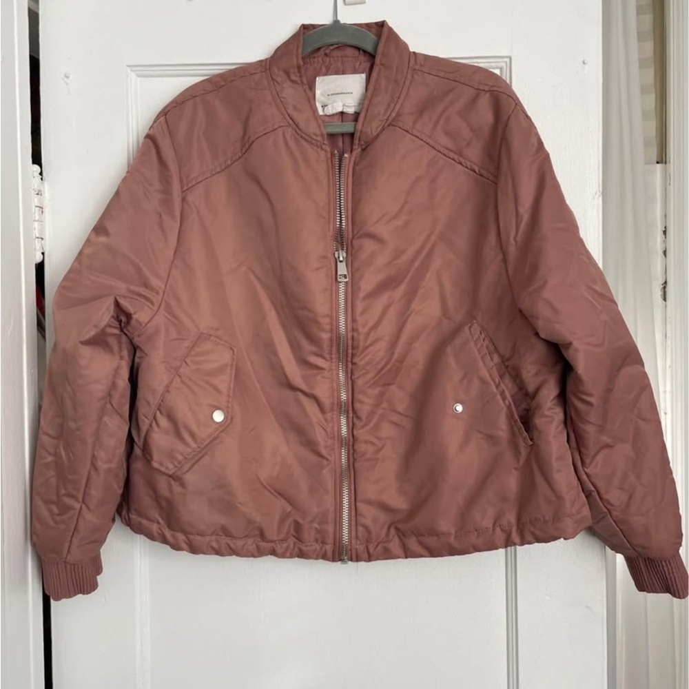 Anthropologie Pink Bomber Jacket Quilted Nylon